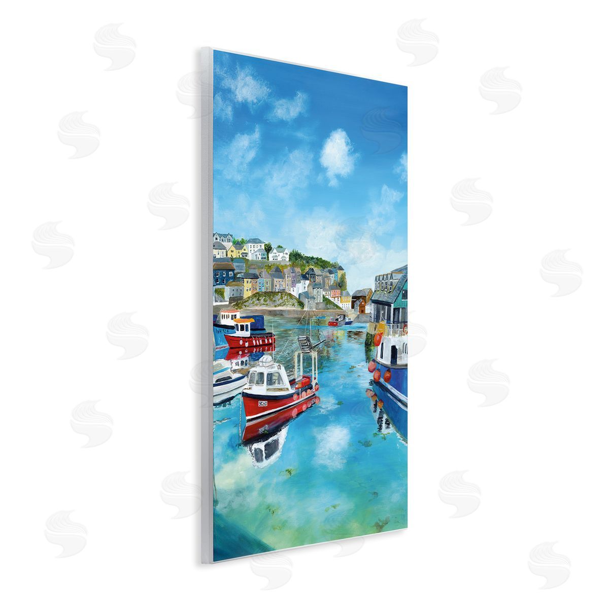 Georgie Harrison Mevagissey Harbor Reflections Canvas Wall Art Print
