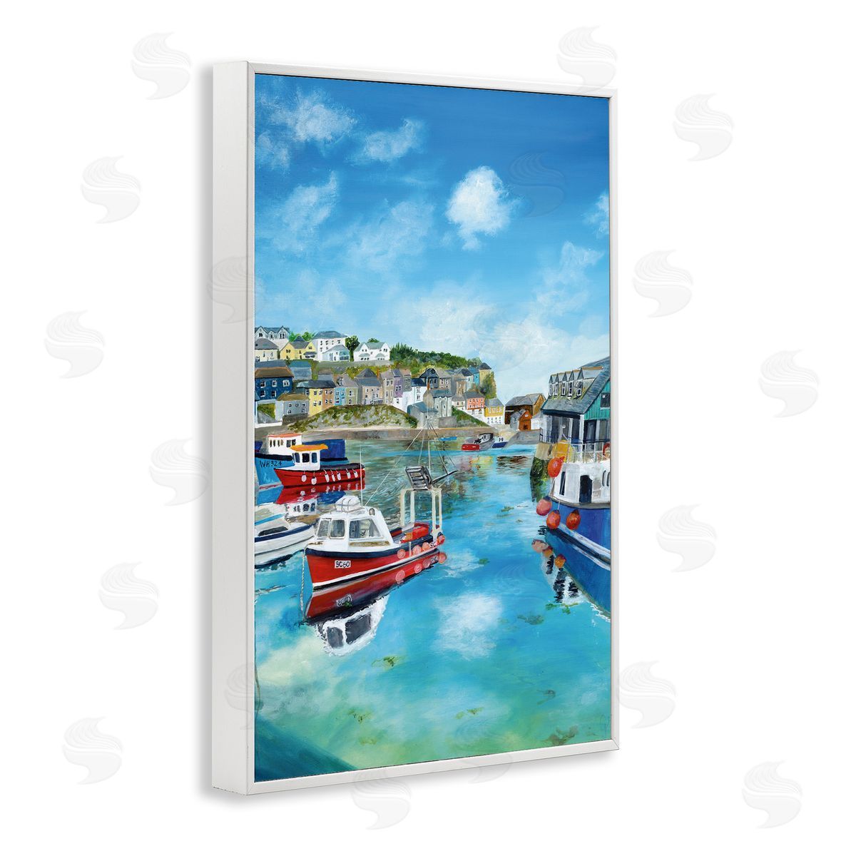 Georgie Harrison Mevagissey Harbor Reflections Canvas Wall Art Print