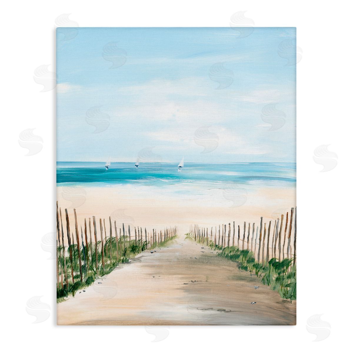 Georgie Harrison Between Beach Fence Scenery Canvas Wall Art Print