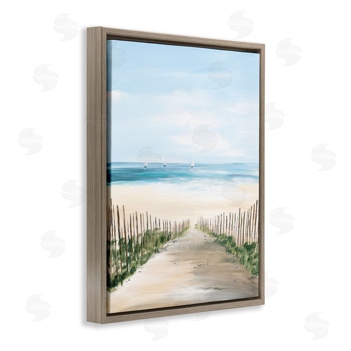 Georgie Harrison Between Beach Fence Scenery Canvas Wall Art Print
