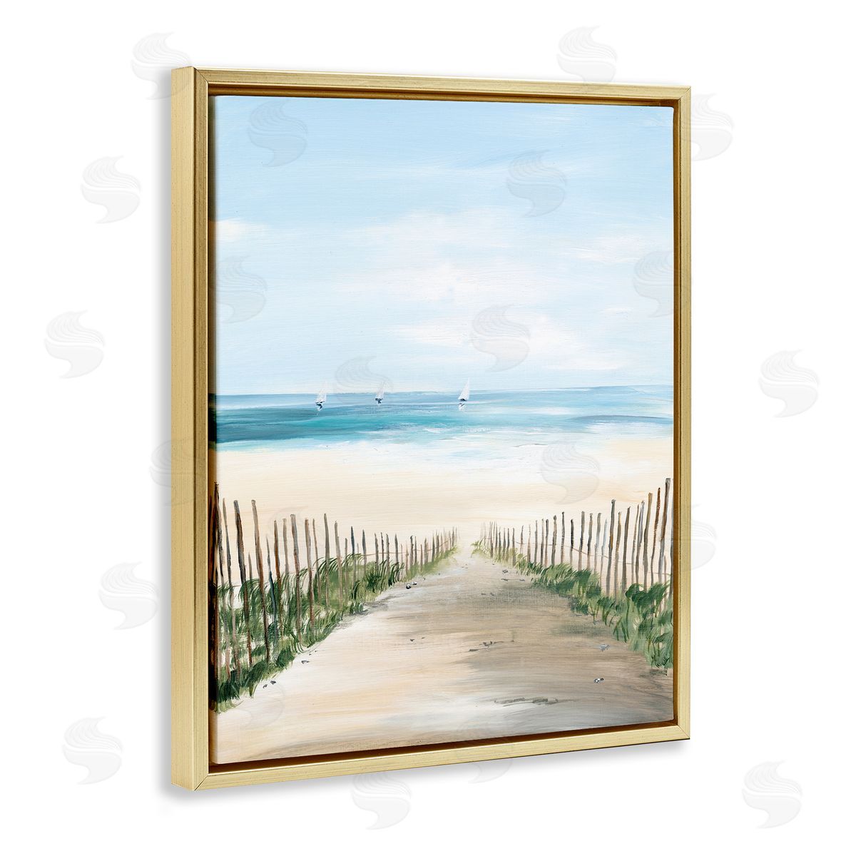 Georgie Harrison Between Beach Fence Scenery Canvas Wall Art Print