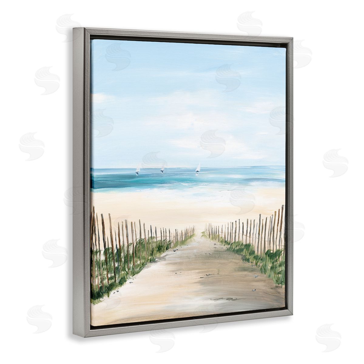 Georgie Harrison Between Beach Fence Scenery Canvas Wall Art Print