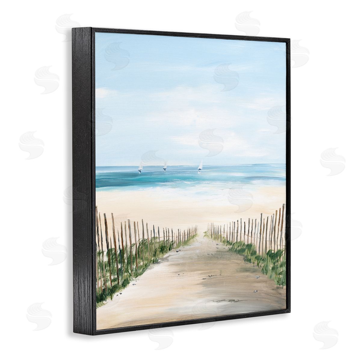 Georgie Harrison Between Beach Fence Scenery Canvas Wall Art Print