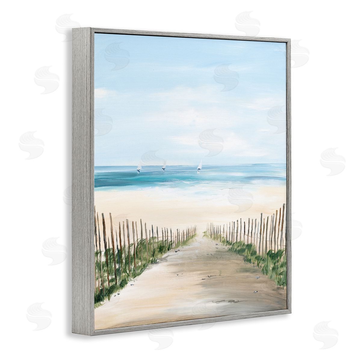 Georgie Harrison Between Beach Fence Scenery Canvas Wall Art Print