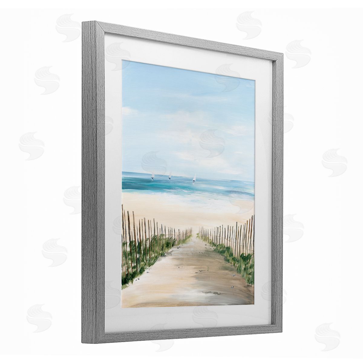 Georgie Harrison Between Beach Fence Scenery Canvas Wall Art Print