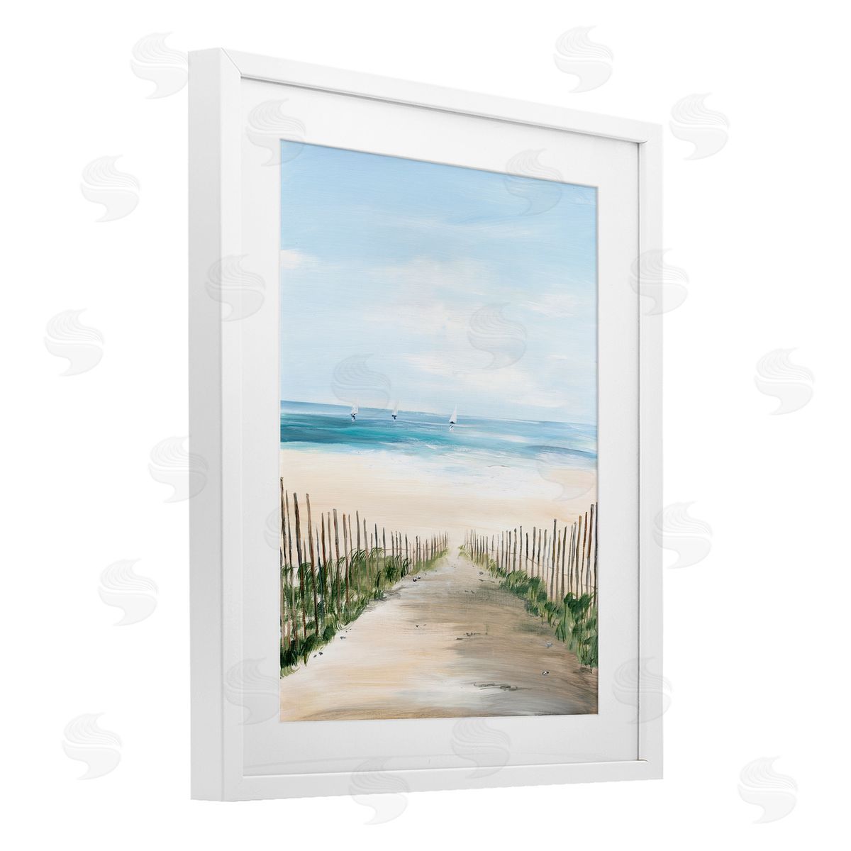 Georgie Harrison Between Beach Fence Scenery Canvas Wall Art Print