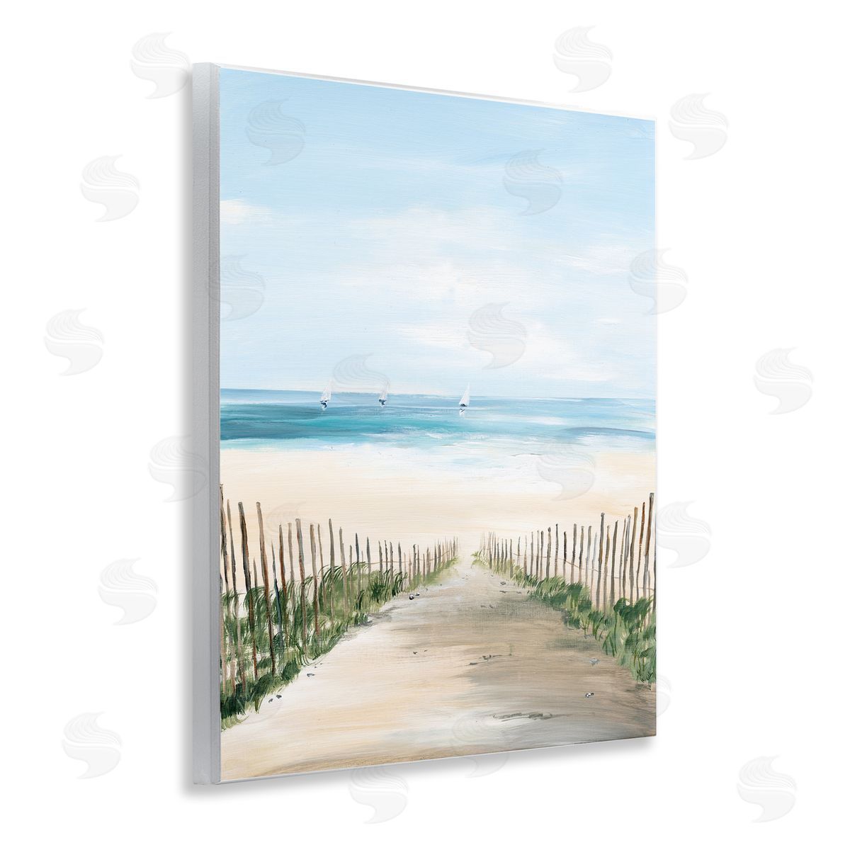 Georgie Harrison Between Beach Fence Scenery Canvas Wall Art Print
