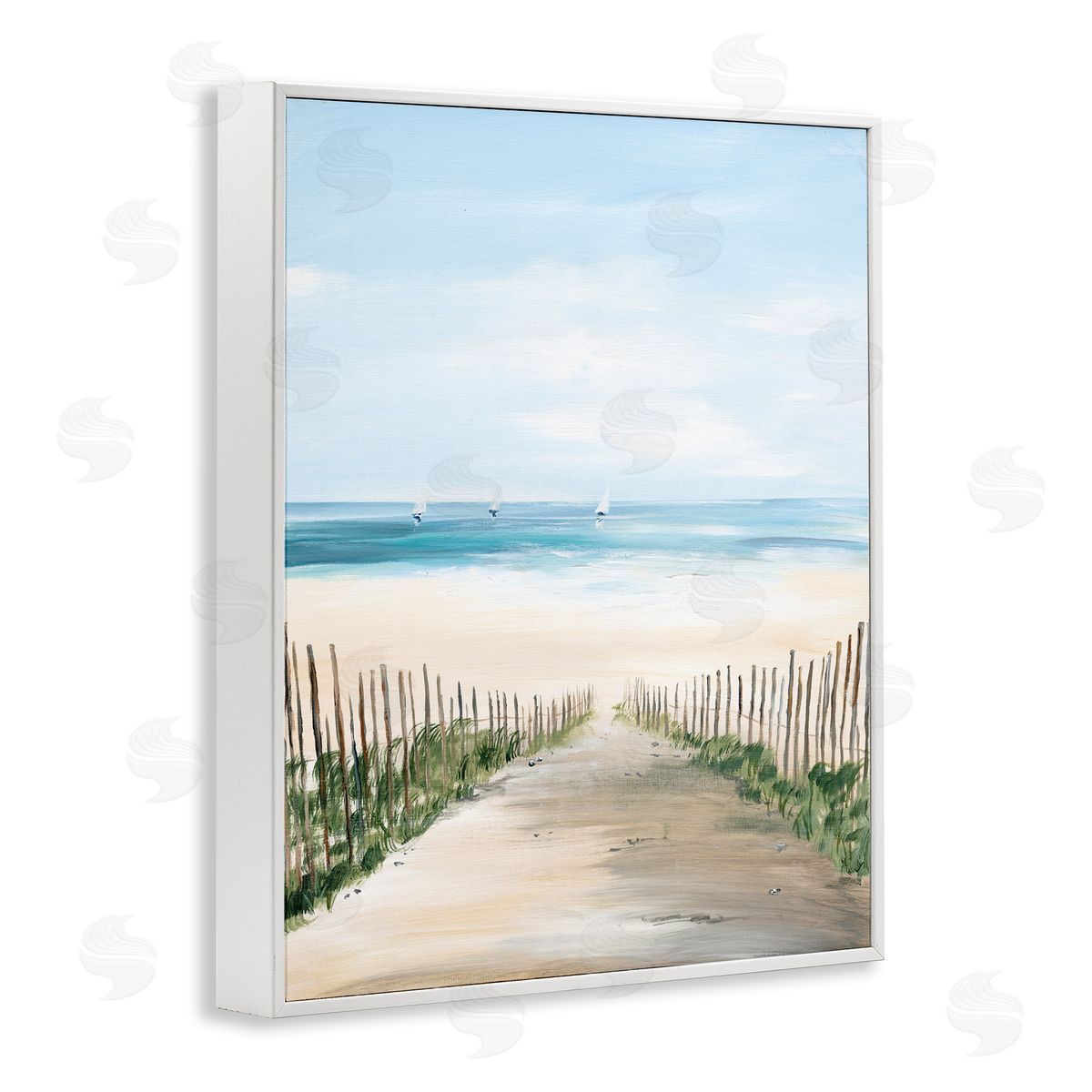 Georgie Harrison Between Beach Fence Scenery Canvas Wall Art Print
