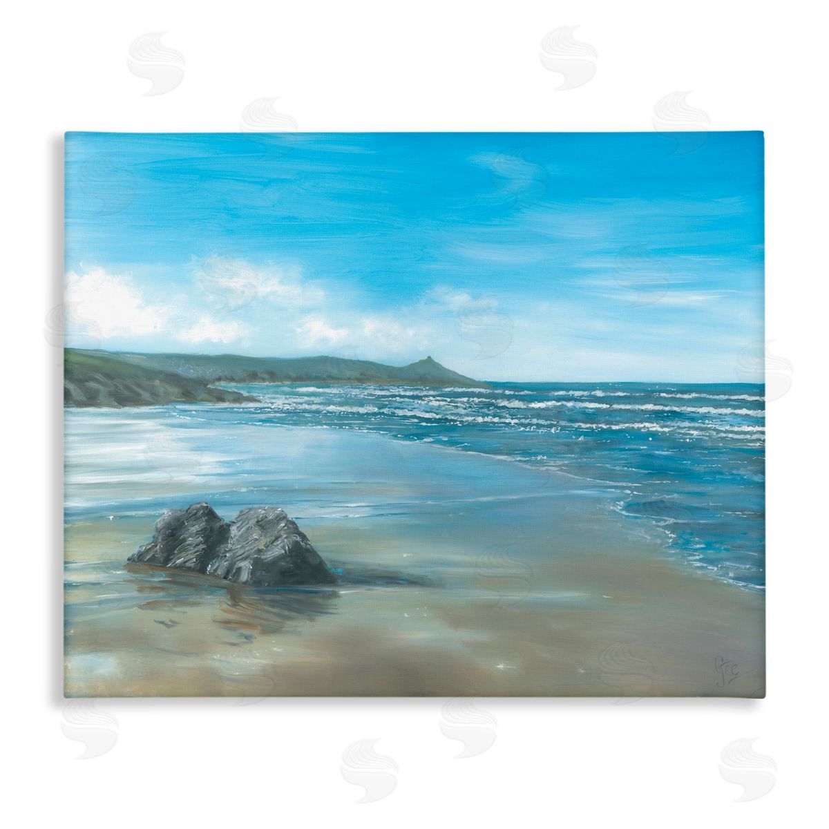 Georgie Harrison Jutting Rock on Shore Canvas Wall Art Print