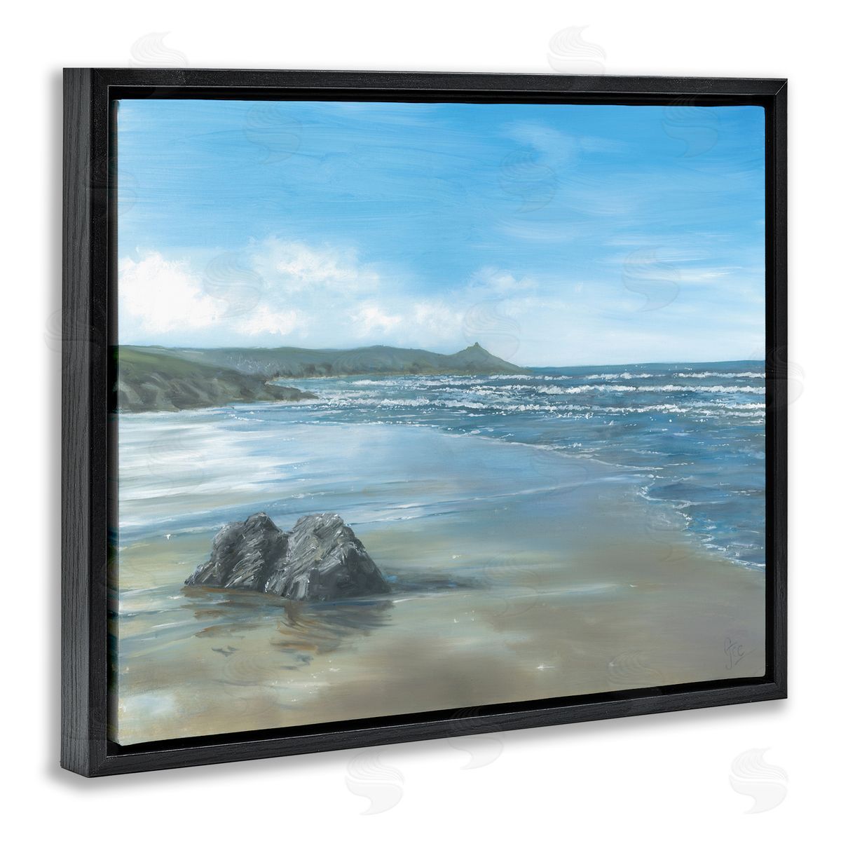 Georgie Harrison Jutting Rock on Shore Canvas Wall Art Print