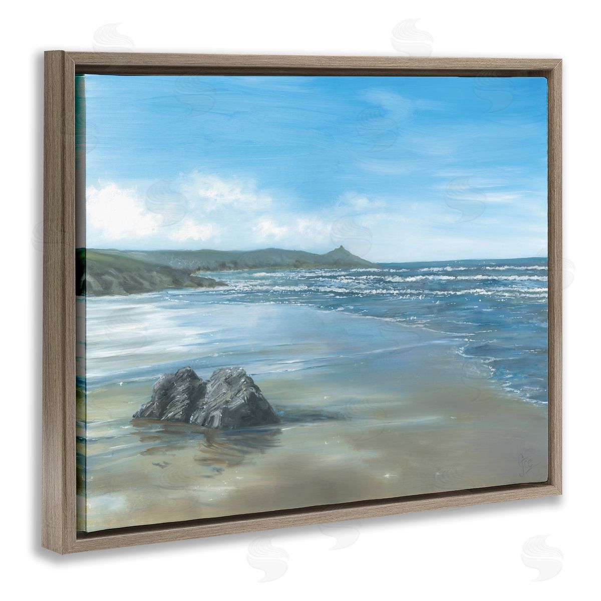 Georgie Harrison Jutting Rock on Shore Canvas Wall Art Print