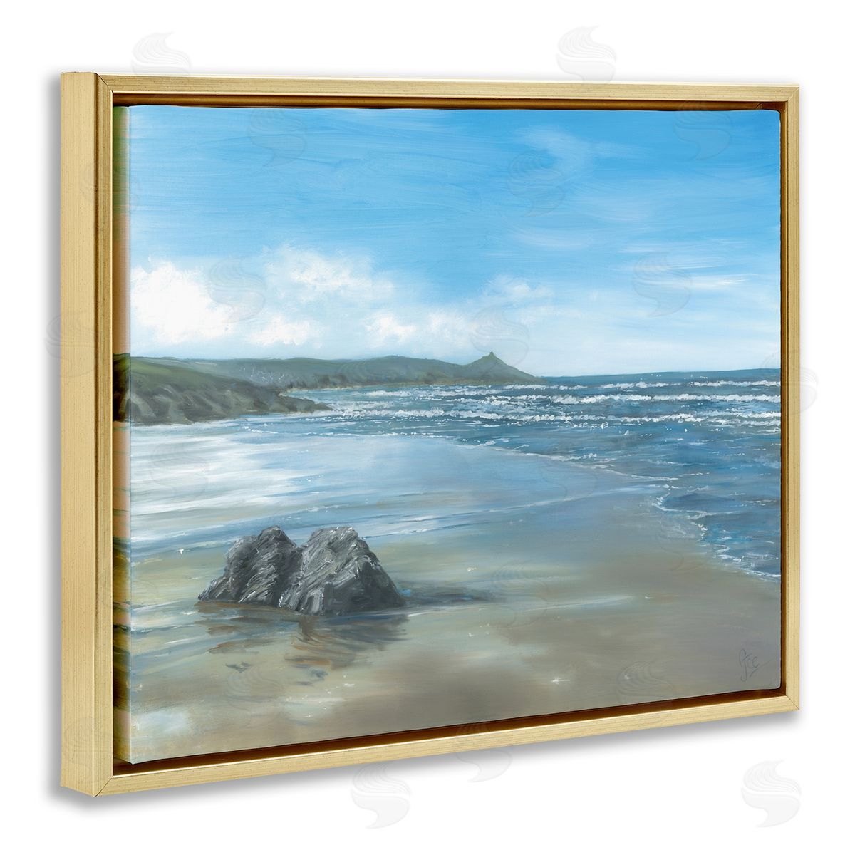 Georgie Harrison Jutting Rock on Shore Canvas Wall Art Print