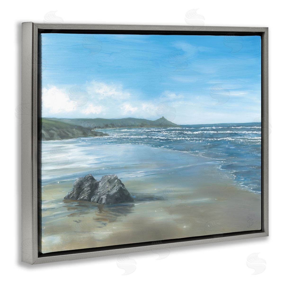Georgie Harrison Jutting Rock on Shore Canvas Wall Art Print