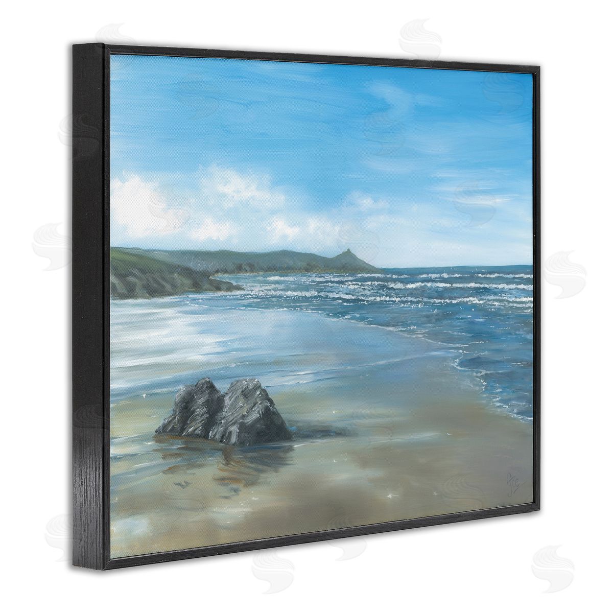 Georgie Harrison Jutting Rock on Shore Canvas Wall Art Print
