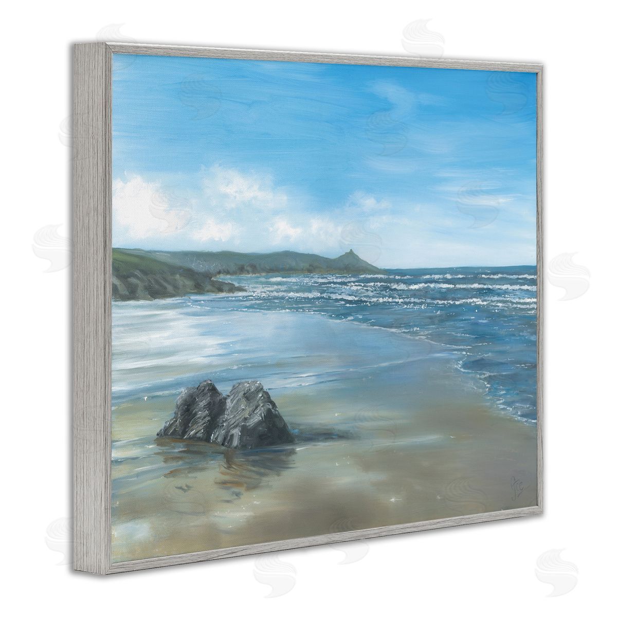 Georgie Harrison Jutting Rock on Shore Canvas Wall Art Print