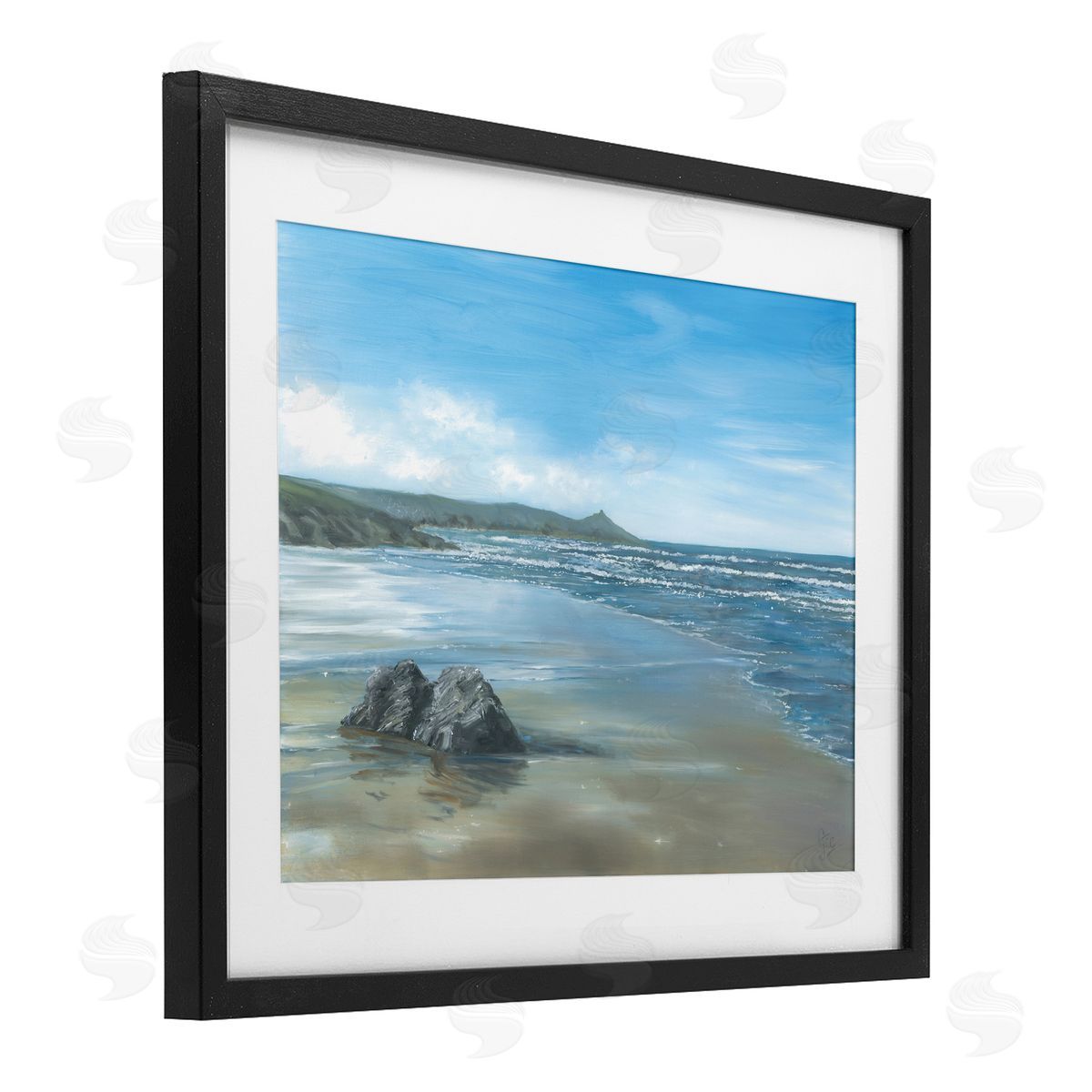 Georgie Harrison Jutting Rock on Shore Canvas Wall Art Print