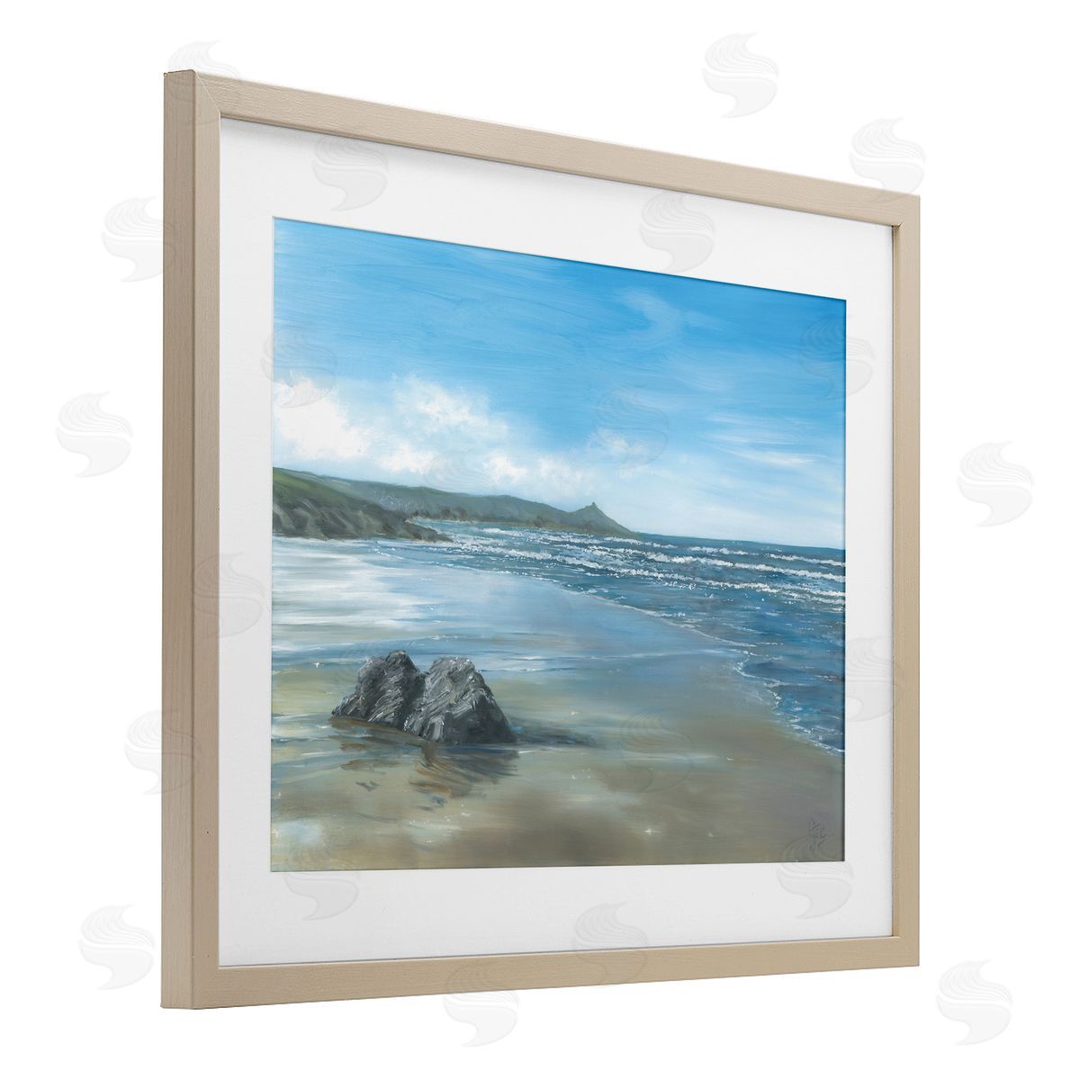 Georgie Harrison Jutting Rock on Shore Canvas Wall Art Print