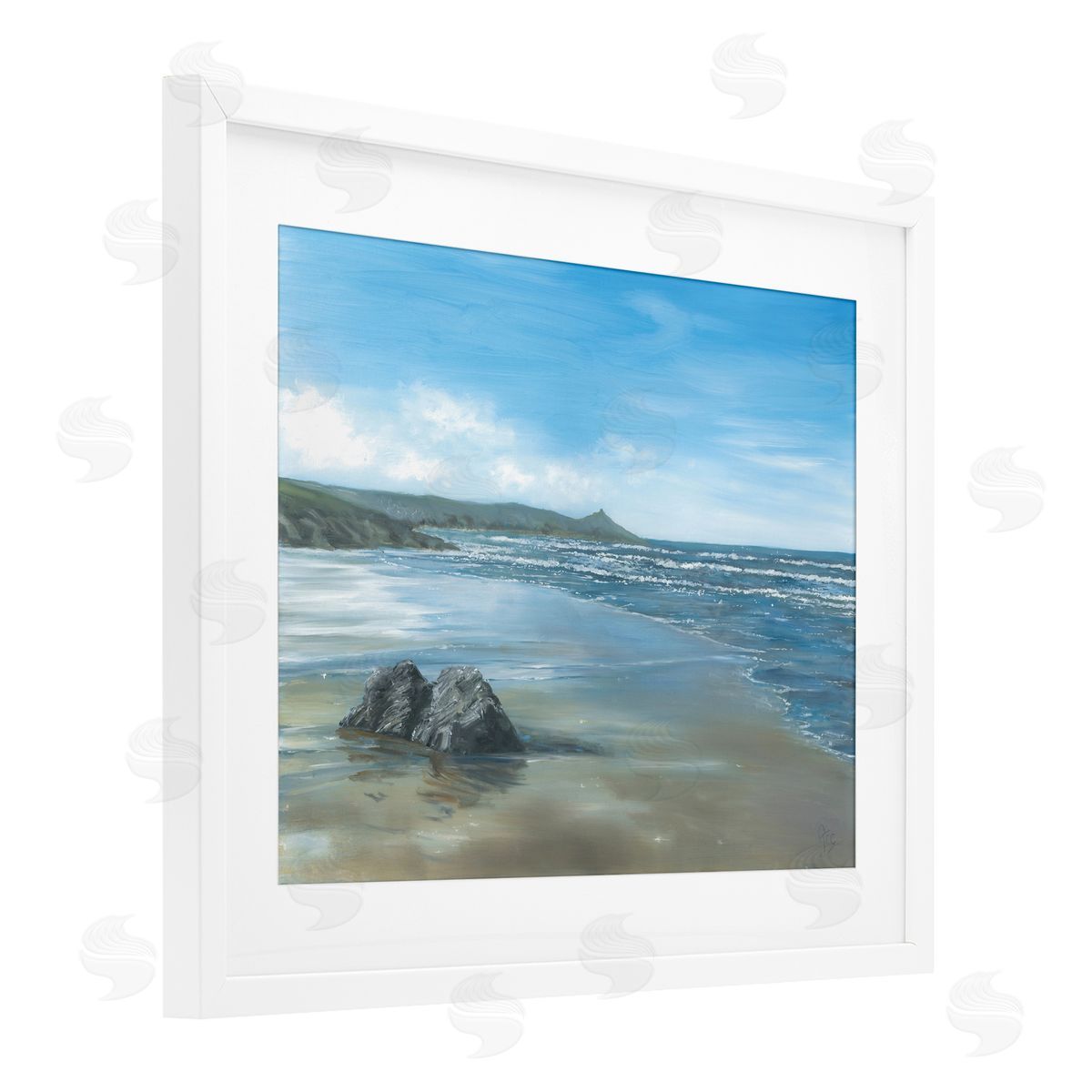 Georgie Harrison Jutting Rock on Shore Canvas Wall Art Print