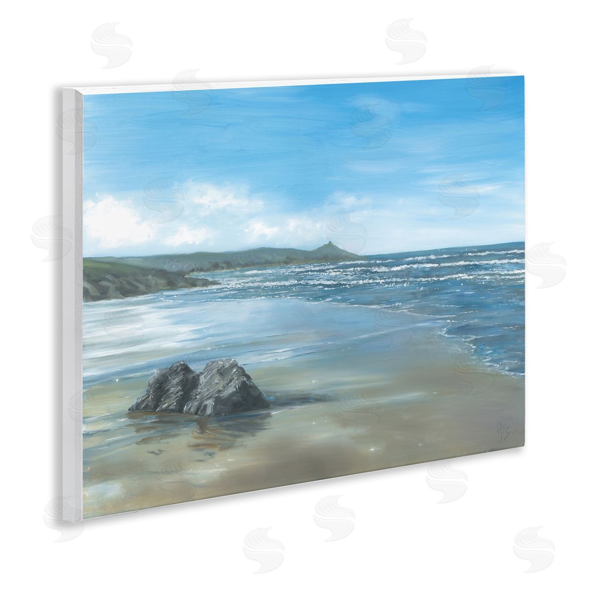 Georgie Harrison Jutting Rock on Shore Canvas Wall Art Print