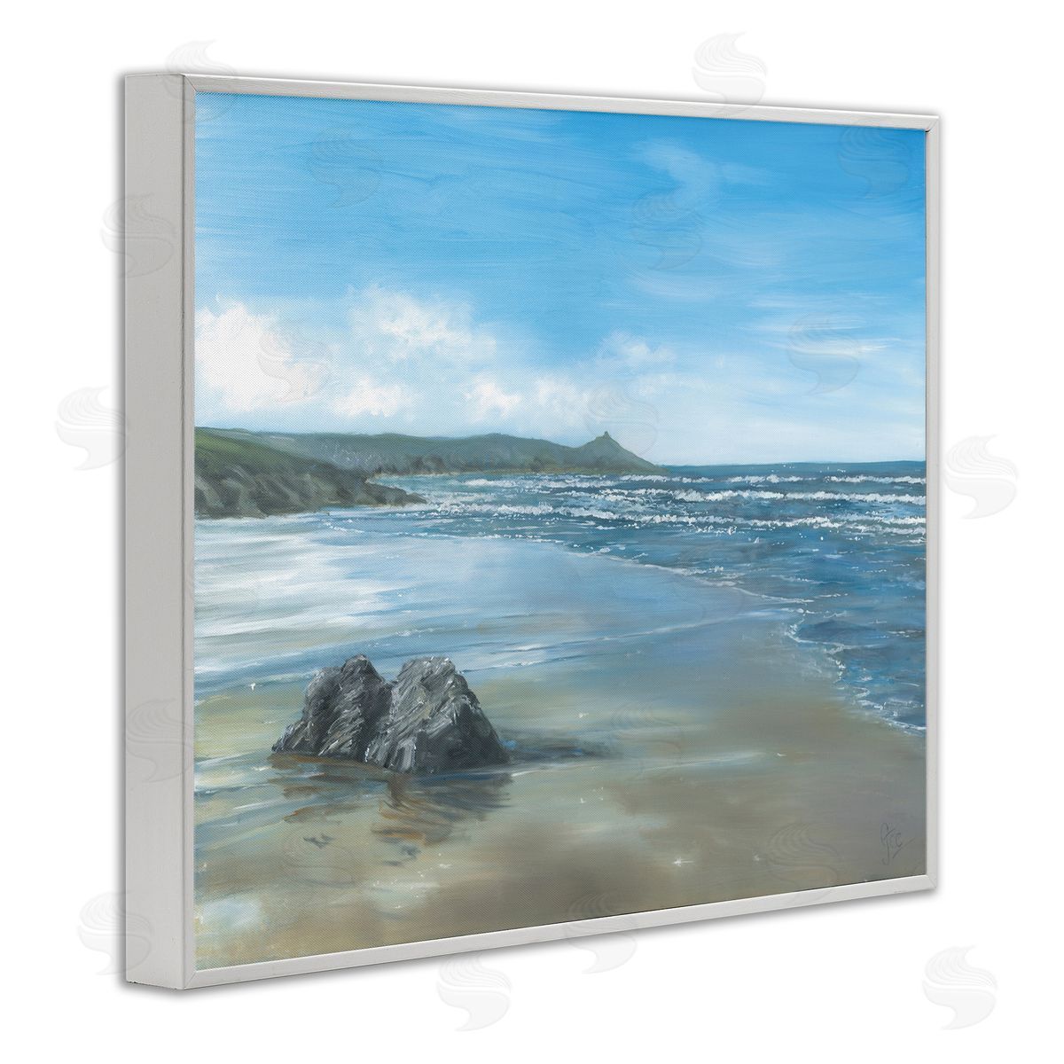 Georgie Harrison Jutting Rock on Shore Canvas Wall Art Print