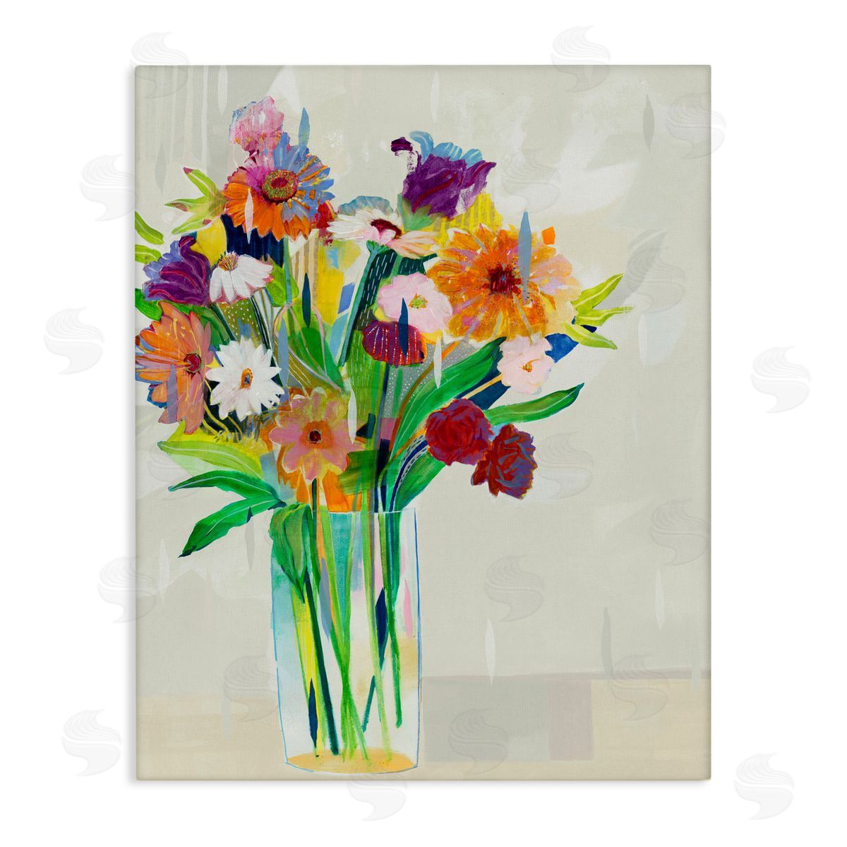 Jill Martin Bright Flower Assortment Vase Canvas Wall Art Print