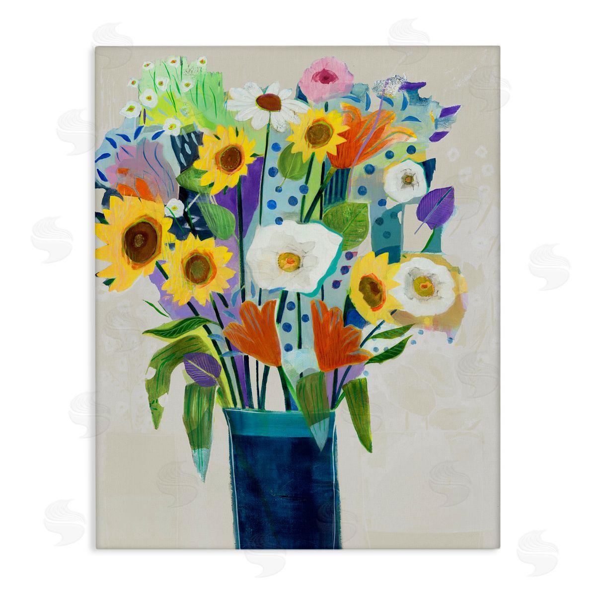 Jill Martin Expressive Flowers in Vase Canvas Wall Art Print