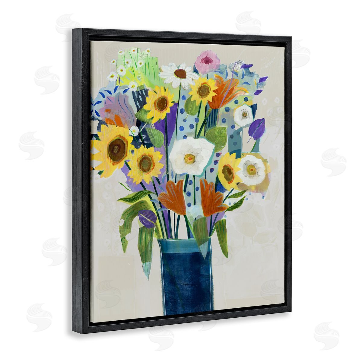 Jill Martin Expressive Flowers in Vase Canvas Wall Art Print