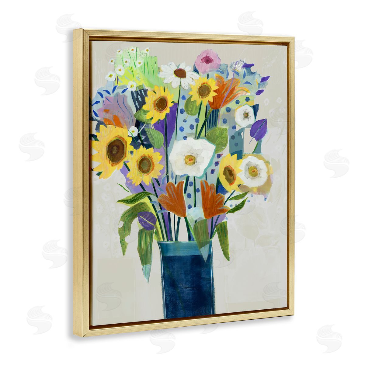 Jill Martin Expressive Flowers in Vase Canvas Wall Art Print
