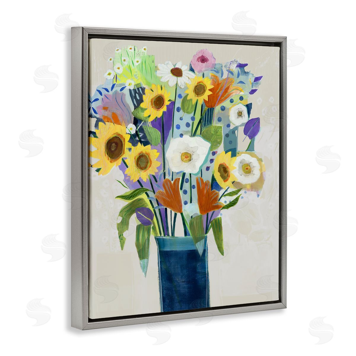 Jill Martin Expressive Flowers in Vase Canvas Wall Art Print