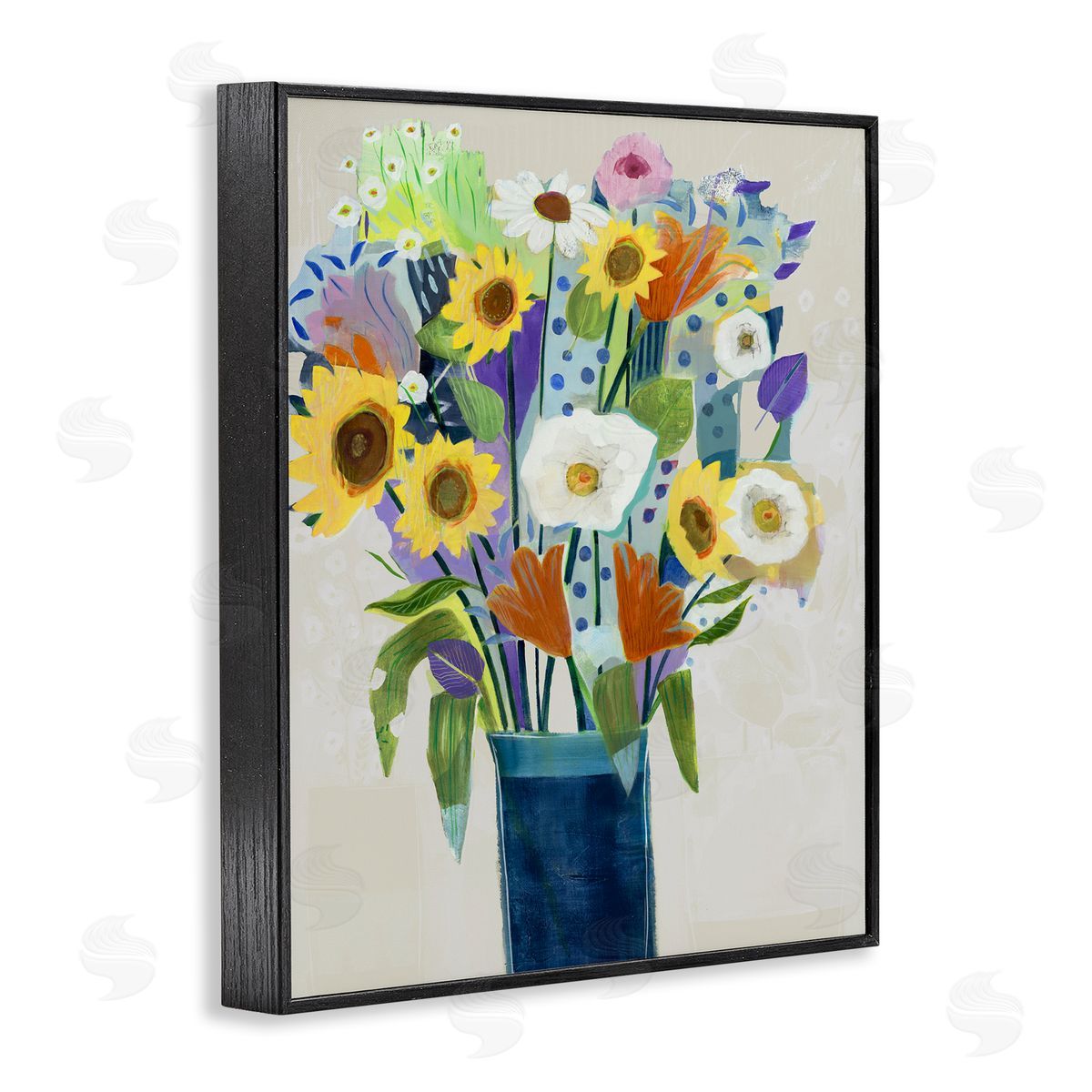 Jill Martin Expressive Flowers in Vase Canvas Wall Art Print