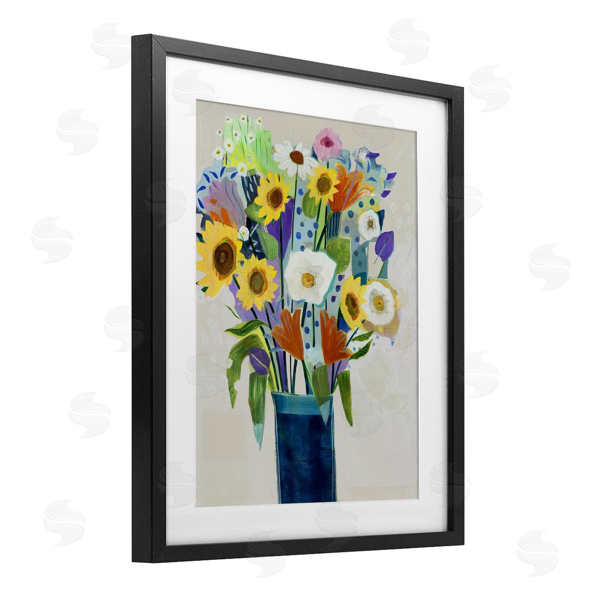 Jill Martin Expressive Flowers in Vase Canvas Wall Art Print