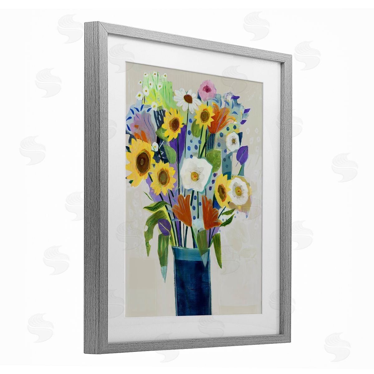 Jill Martin Expressive Flowers in Vase Canvas Wall Art Print