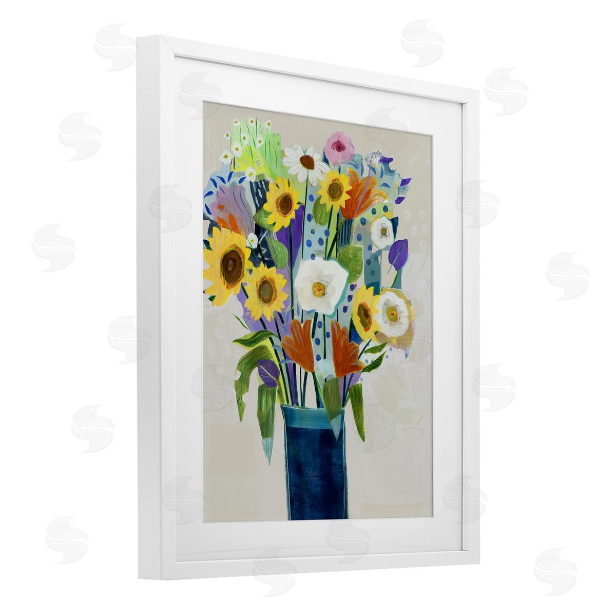 Jill Martin Expressive Flowers in Vase Canvas Wall Art Print