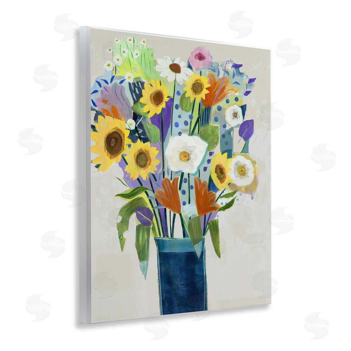 Jill Martin Expressive Flowers in Vase Canvas Wall Art Print