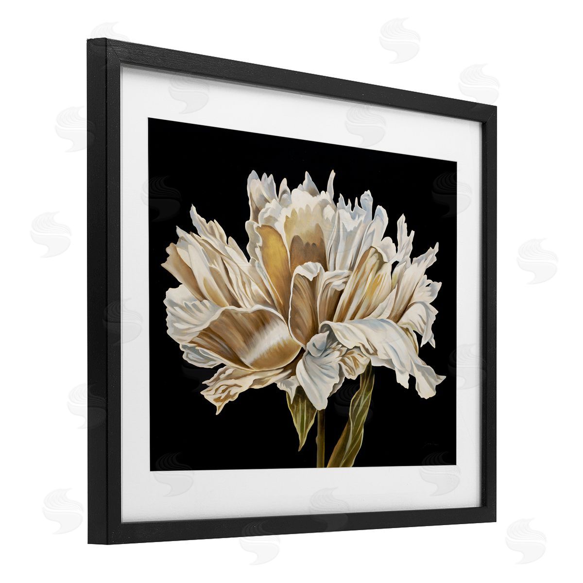 Liz Jardine Vintage Petals over Black Canvas Wall Art Print