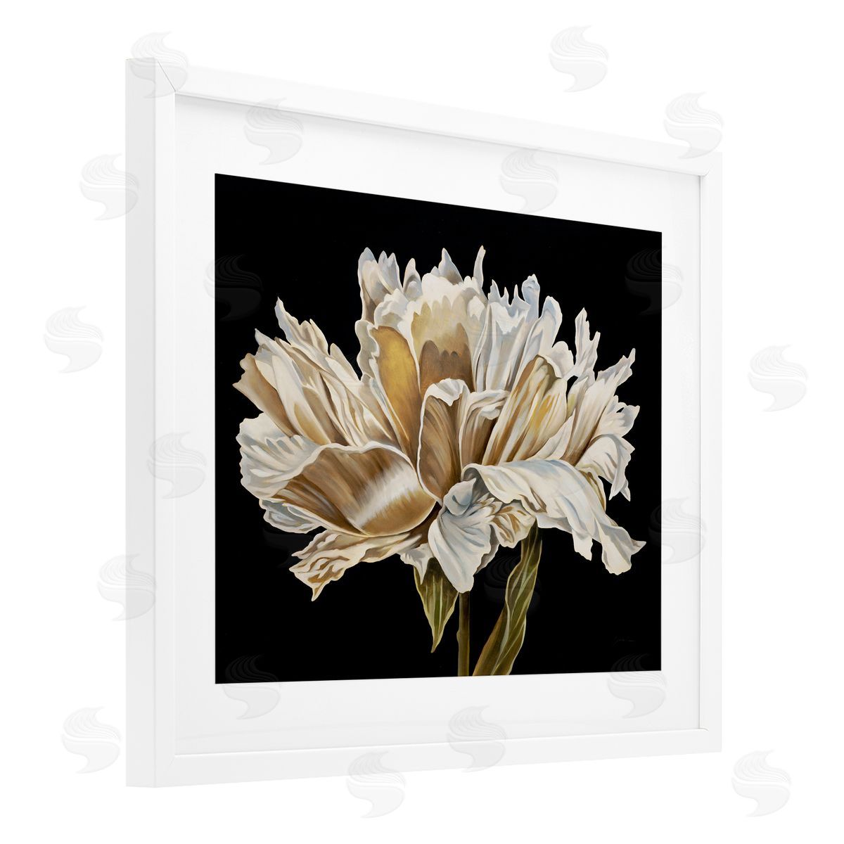 Liz Jardine Vintage Petals over Black Canvas Wall Art Print