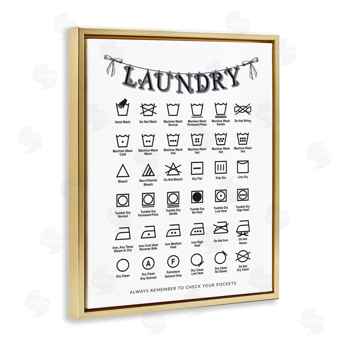 Lettered and Lined Vintage Style Laundry Symbols Canvas Wall Art Print