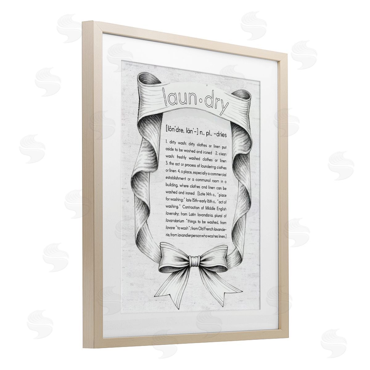 Lettered and Lined Laundry Definition Vintage Bow Canvas Wall Art Print