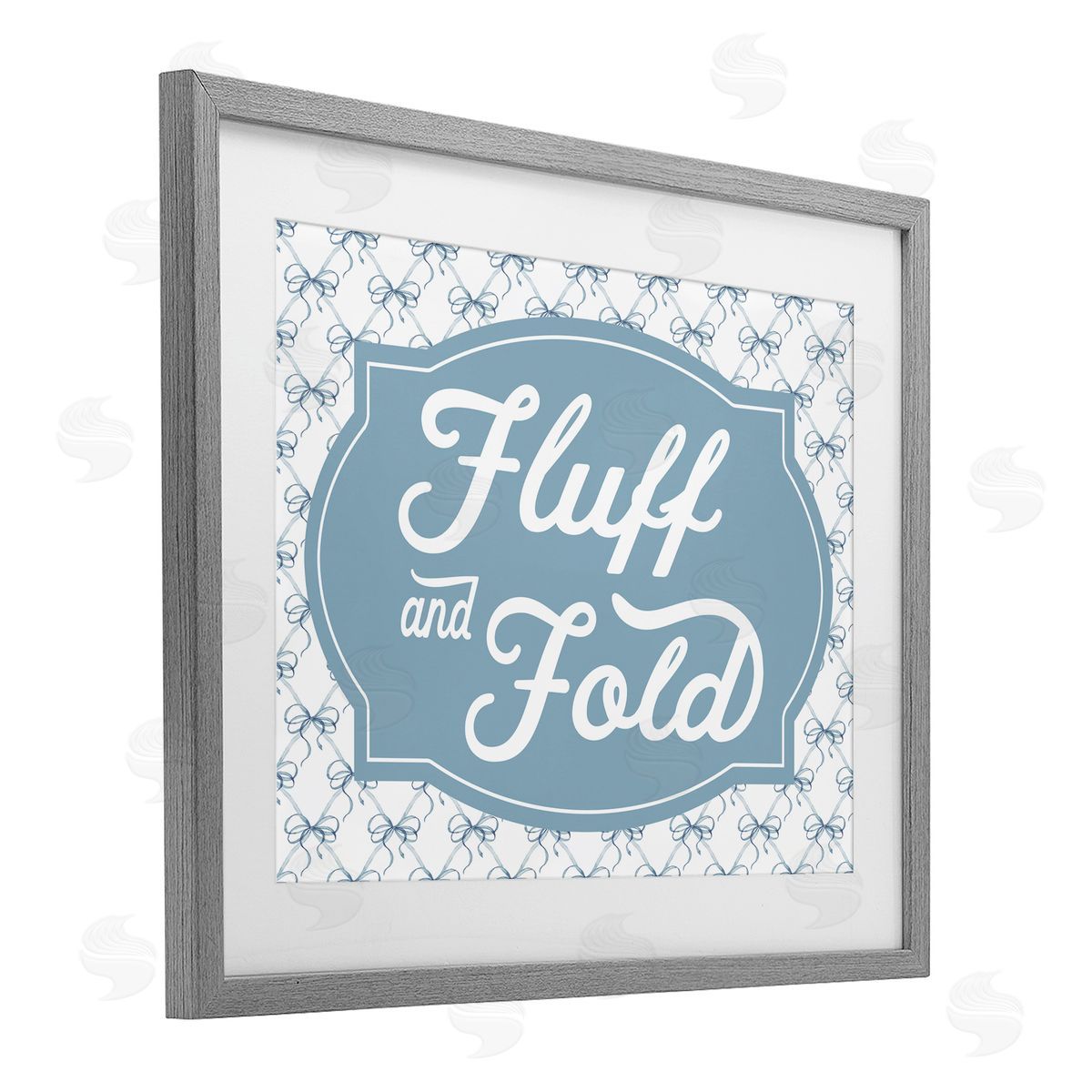 Lettered and Lined Fluff & Fold with Bow Pattern Canvas Wall Art Print
