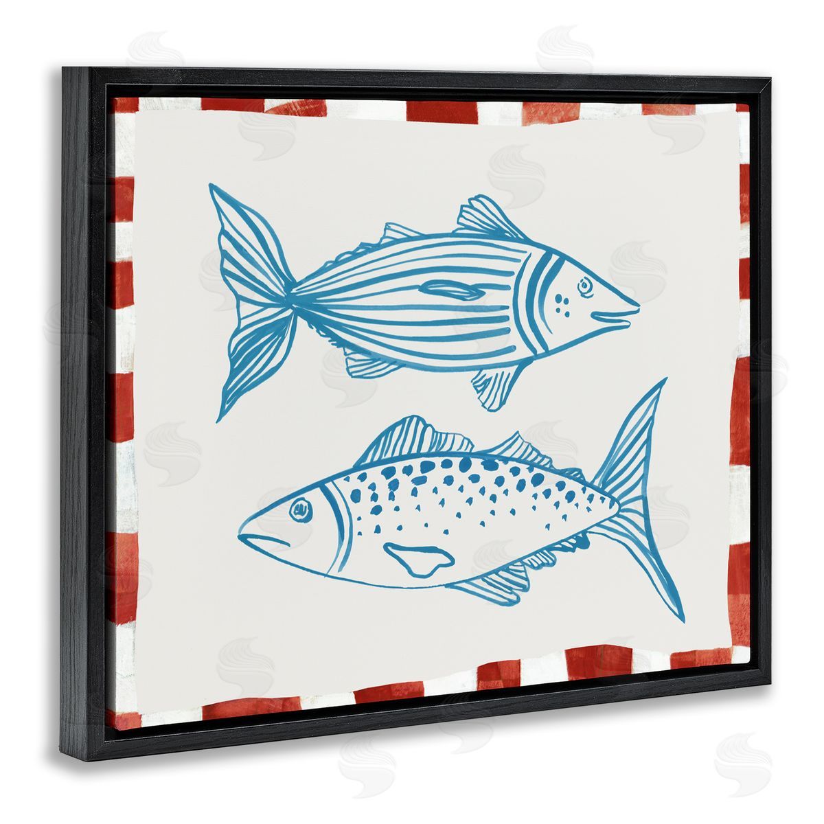 Hannah Dawson Two Ocean Fish Sketch Black Floating Frame Canvas Wall Art Print