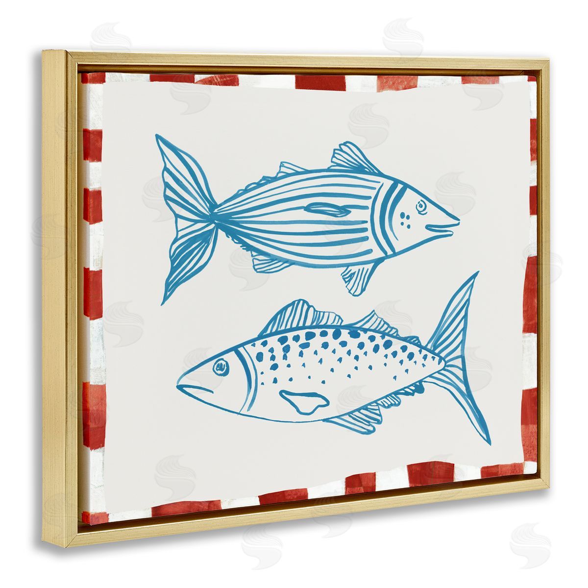 Hannah Dawson Two Ocean Fish Sketch Gold Floating Frame Canvas Art Print