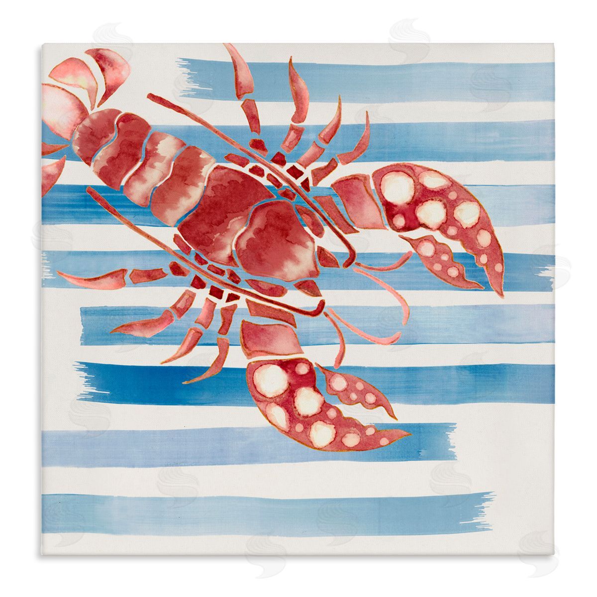 Eli Jones Striped & Dotted Claws Lobster Canvas Wall Art Print