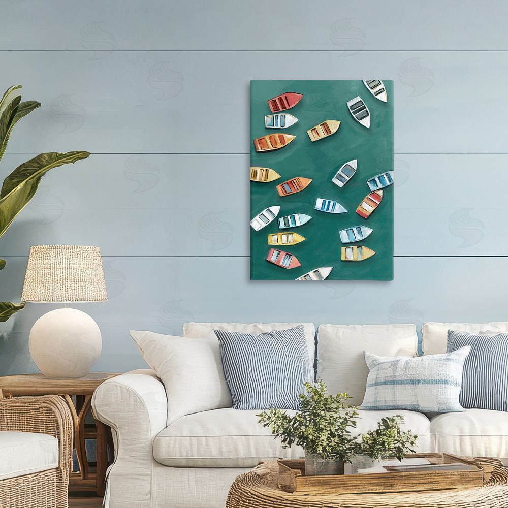 Hannah Dawson Drifting Colors Boats Printed Wall Art in Room