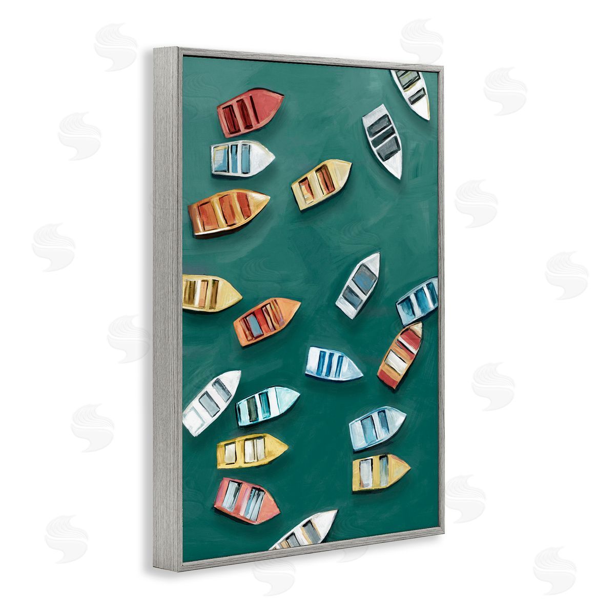 Hannah Dawson Drifting Colors Boats Gray Framed Giclee Art Print