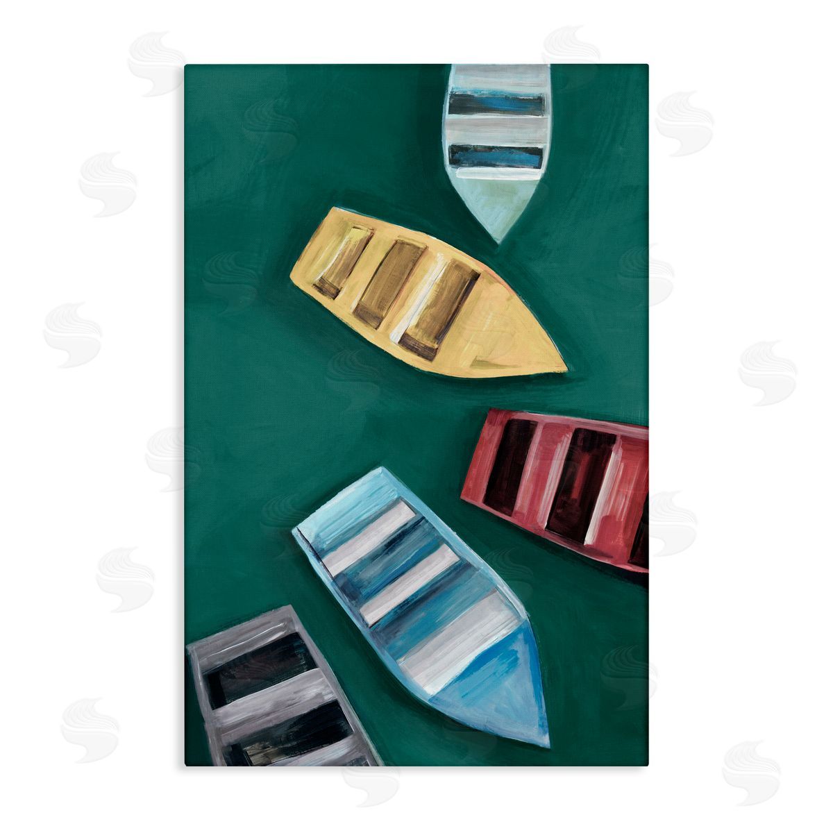 Hannah Dawson Colorful Drifting Rowboats Canvas Wall Art Print