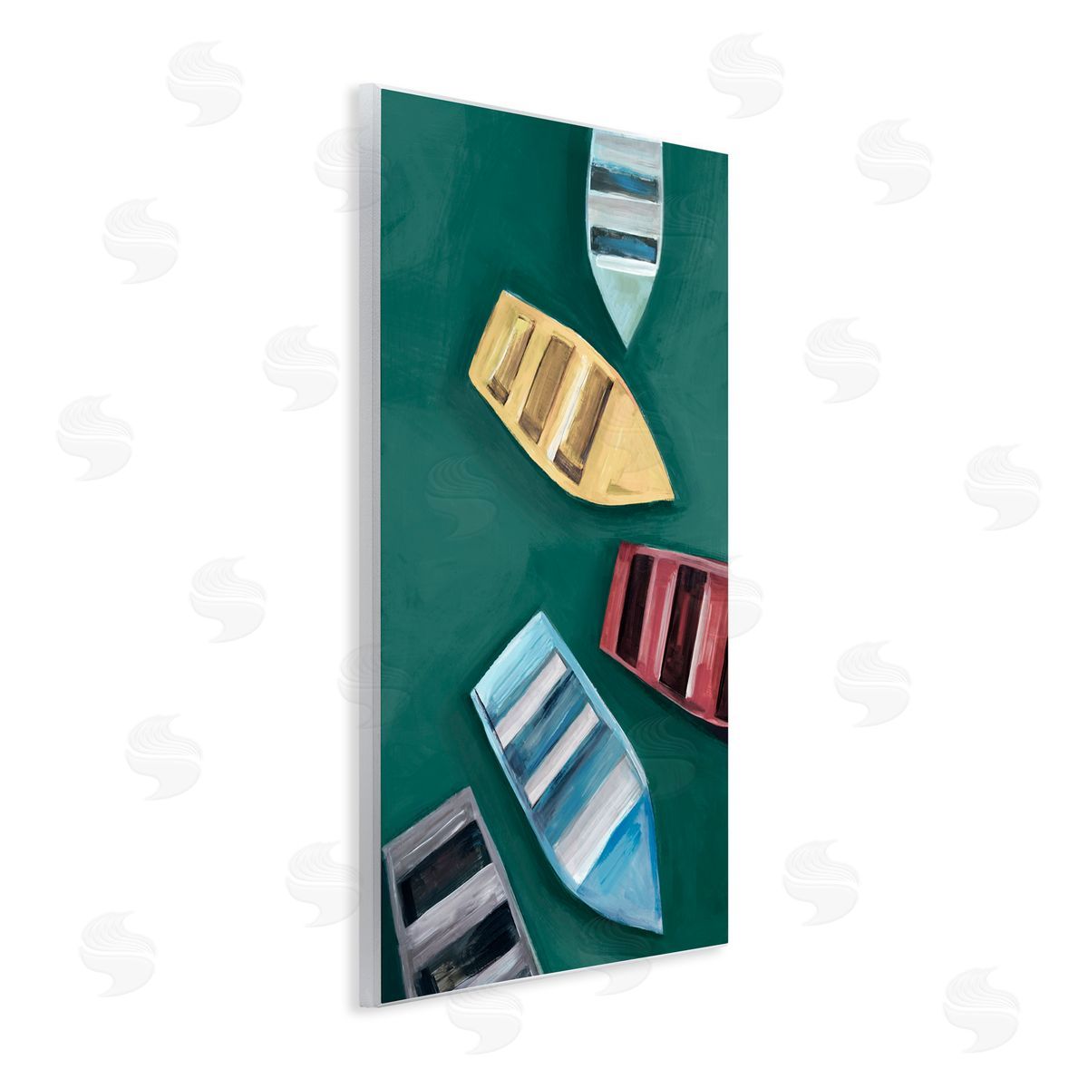 Hannah Dawson Colorful Drifting Rowboats Wall Plaque Art Print