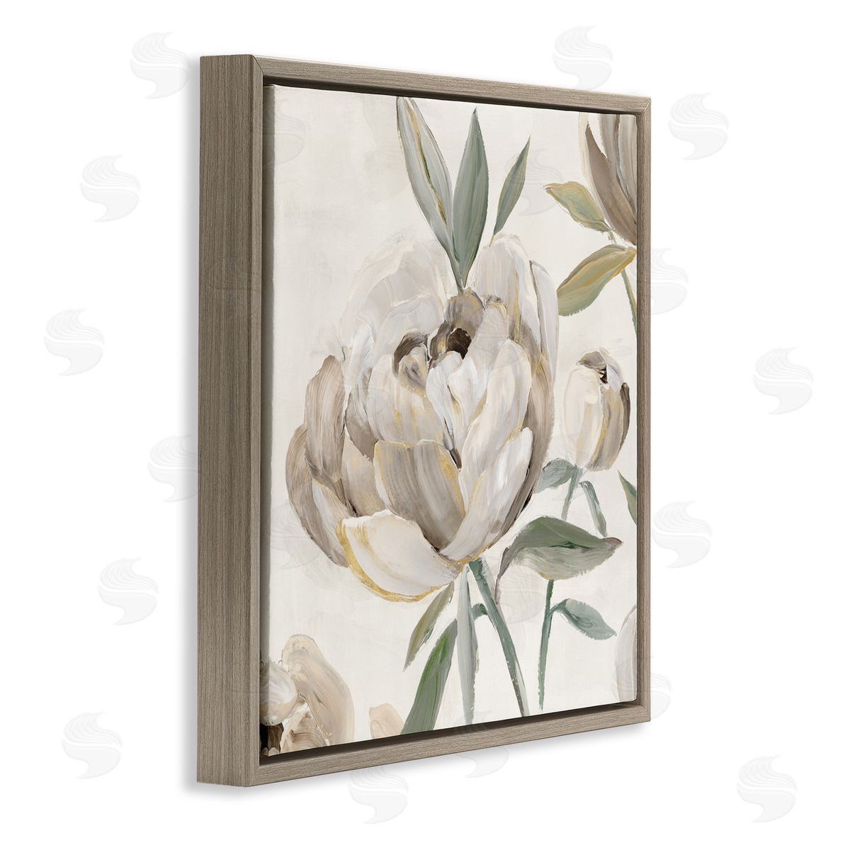 Aria K. Lustrous Peonies in Neutrals Canvas Wall Art Print