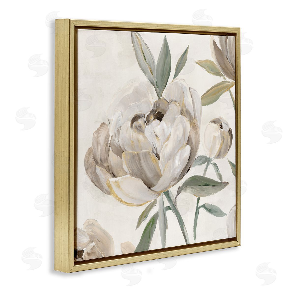 Aria K. Lustrous Peonies in Neutrals Canvas Wall Art Print