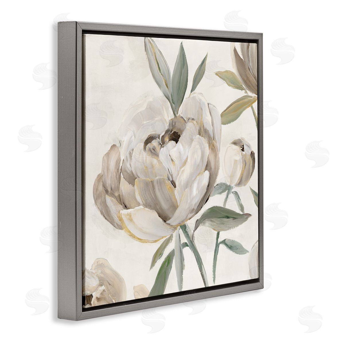 Aria K. Lustrous Peonies in Neutrals Canvas Wall Art Print