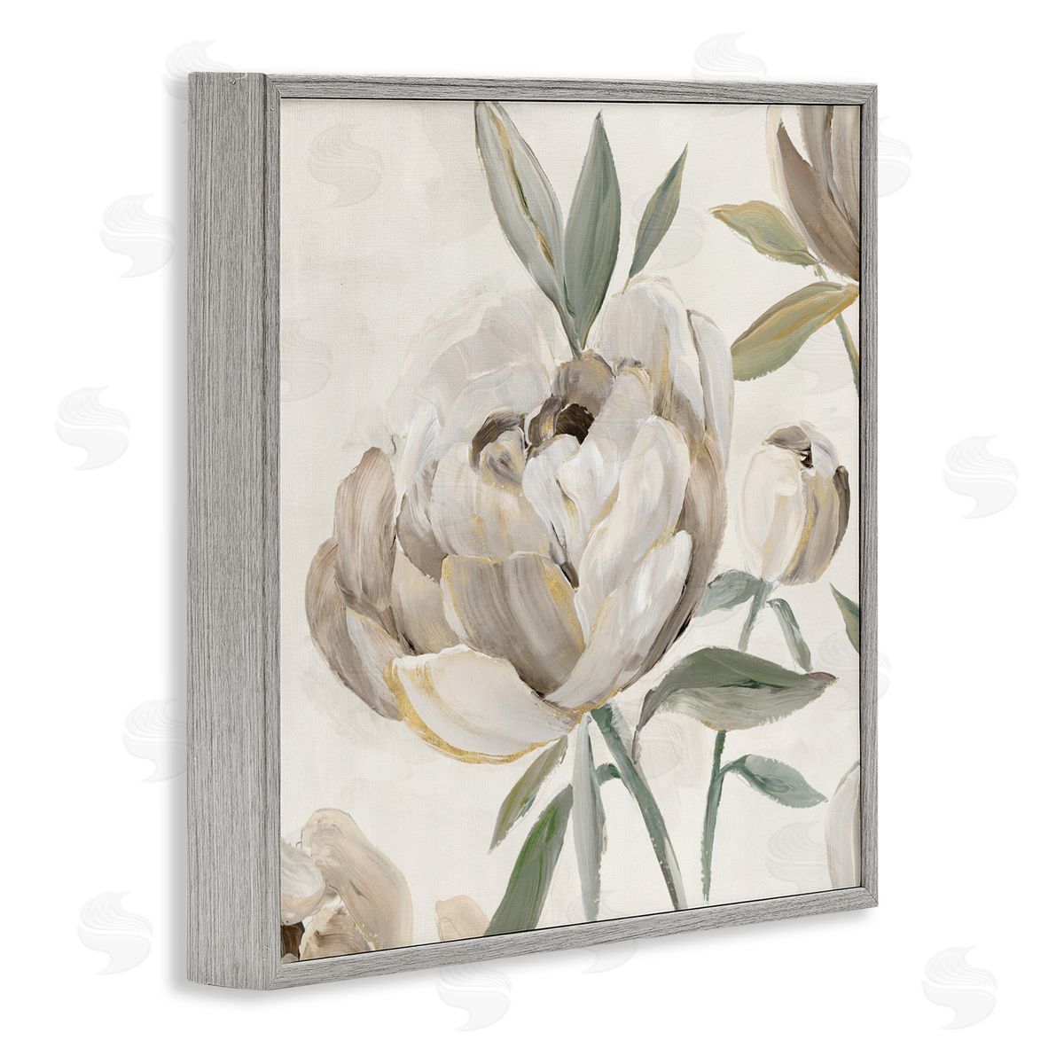 Aria K. Lustrous Peonies in Neutrals Canvas Wall Art Print